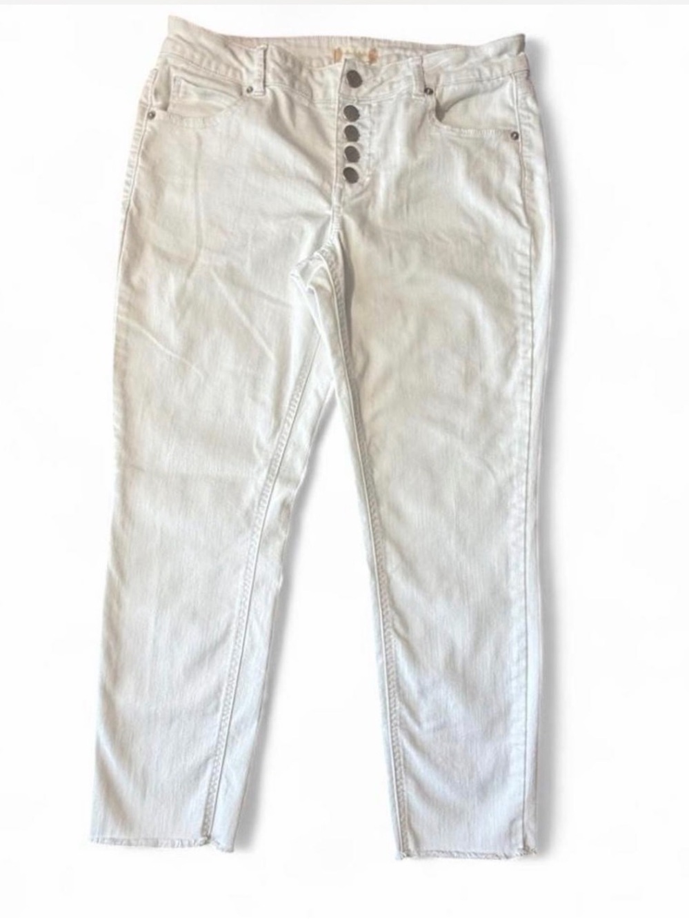 Altar’d State White High Rise Button Fly Cropped Jeans Sz 30 Minimalist Summer